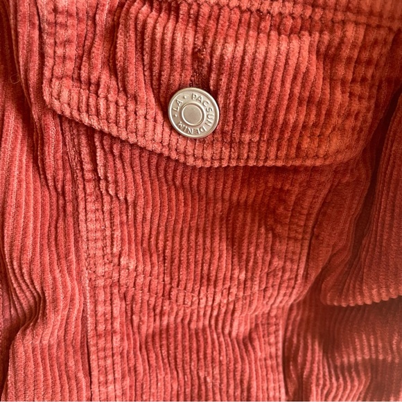 PacSun Faux Fur Collar Corduroy Oversized Jacket in Rust - Picture 10 of 14